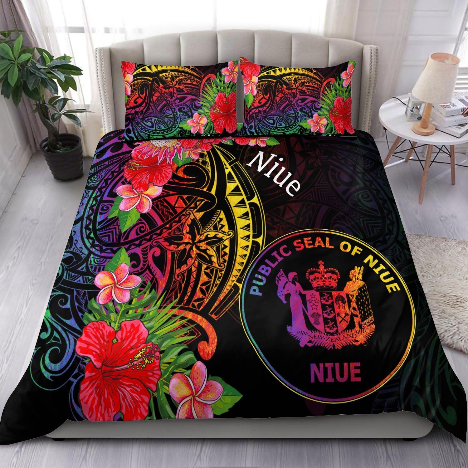 Niue Bedding Set - Tropical Hippie Style Black - Polynesian Pride