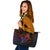 Niue Leather Tote - Butterfly Polynesian Style Black - Polynesian Pride