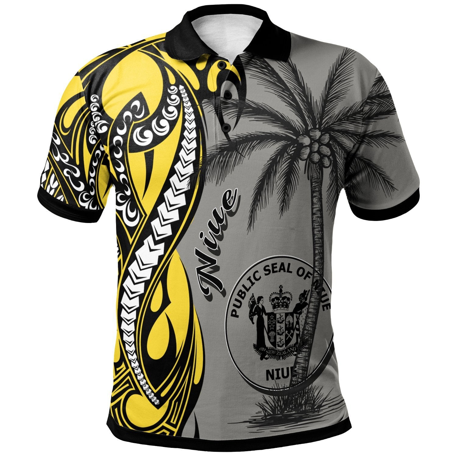 Niue Polo Shirt Classical Coconut Tree Unisex Gray - Polynesian Pride