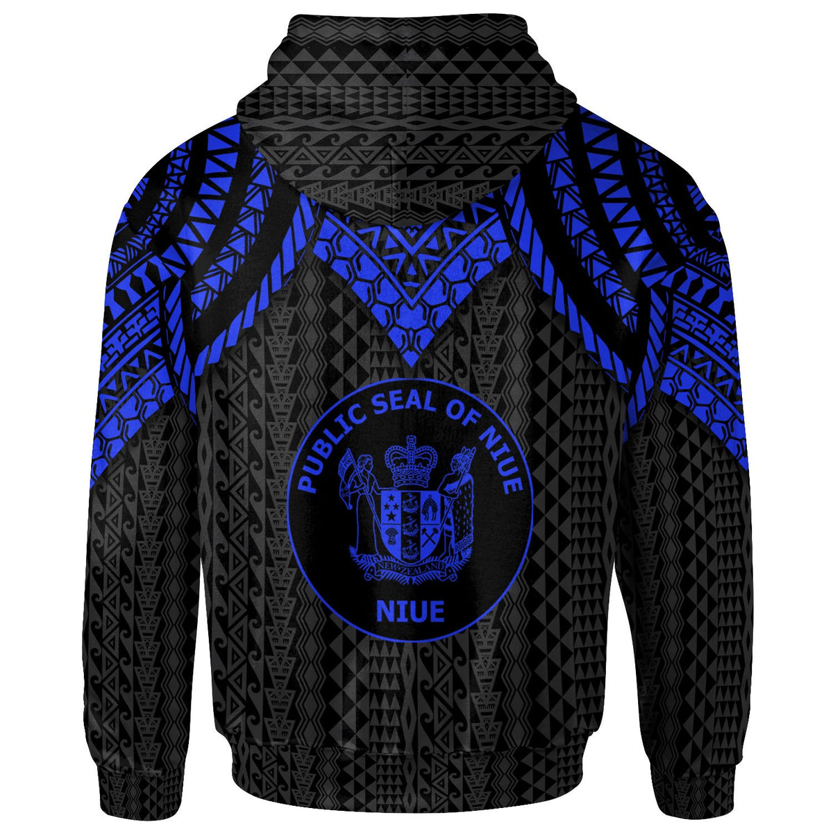 Niue Custom Hoodie Polynesian Armor Style Blue - Polynesian Pride