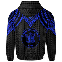Niue Zip up Hoodie Polynesian Armor Style Blue - Polynesian Pride
