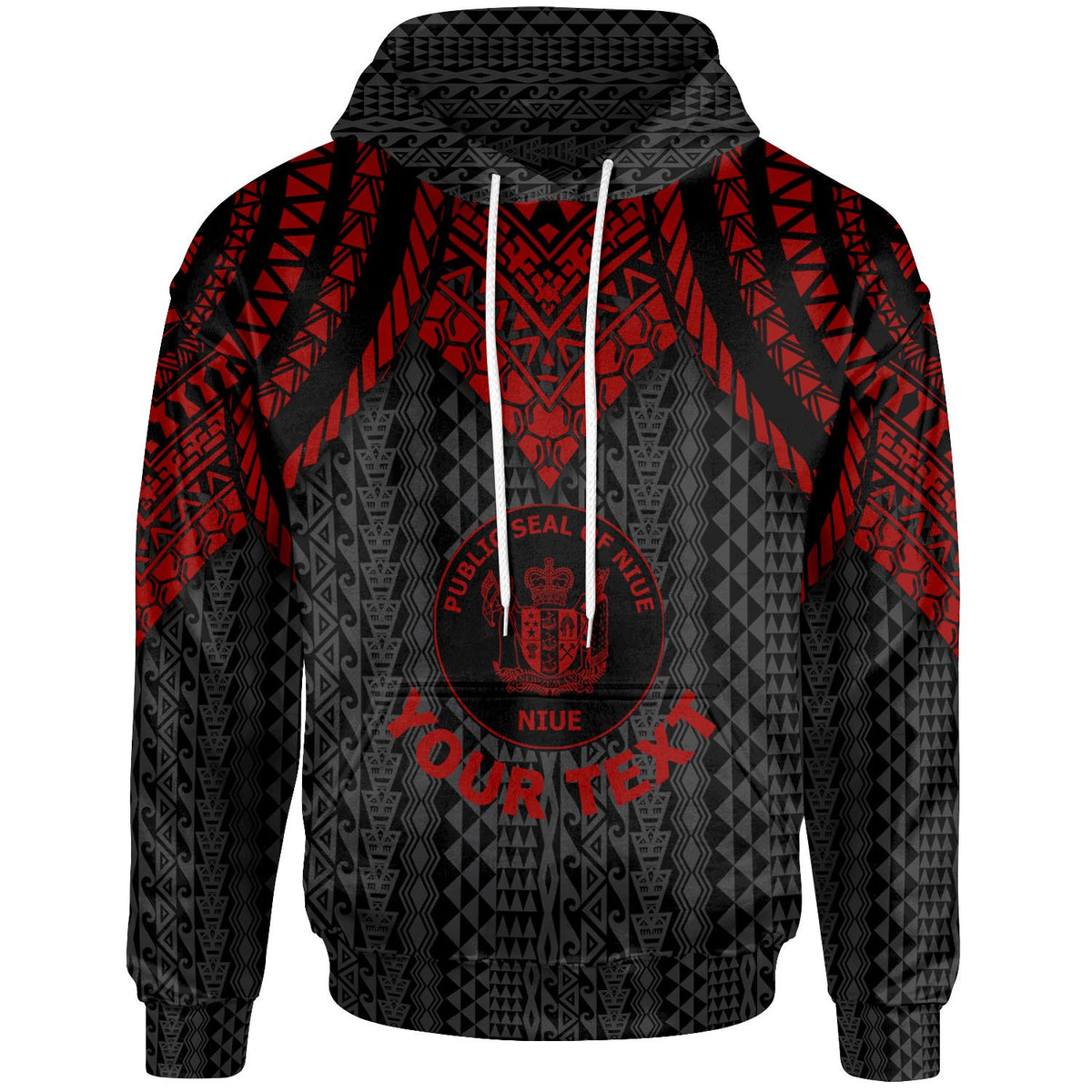 Niue Custom Hoodie Polynesian Armor Style Red Unisex Red - Polynesian Pride
