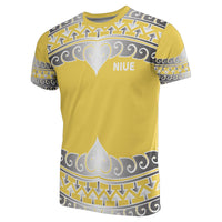 Niue All Over T Shirt Niue Wave Style Unisex Yellow - Polynesian Pride