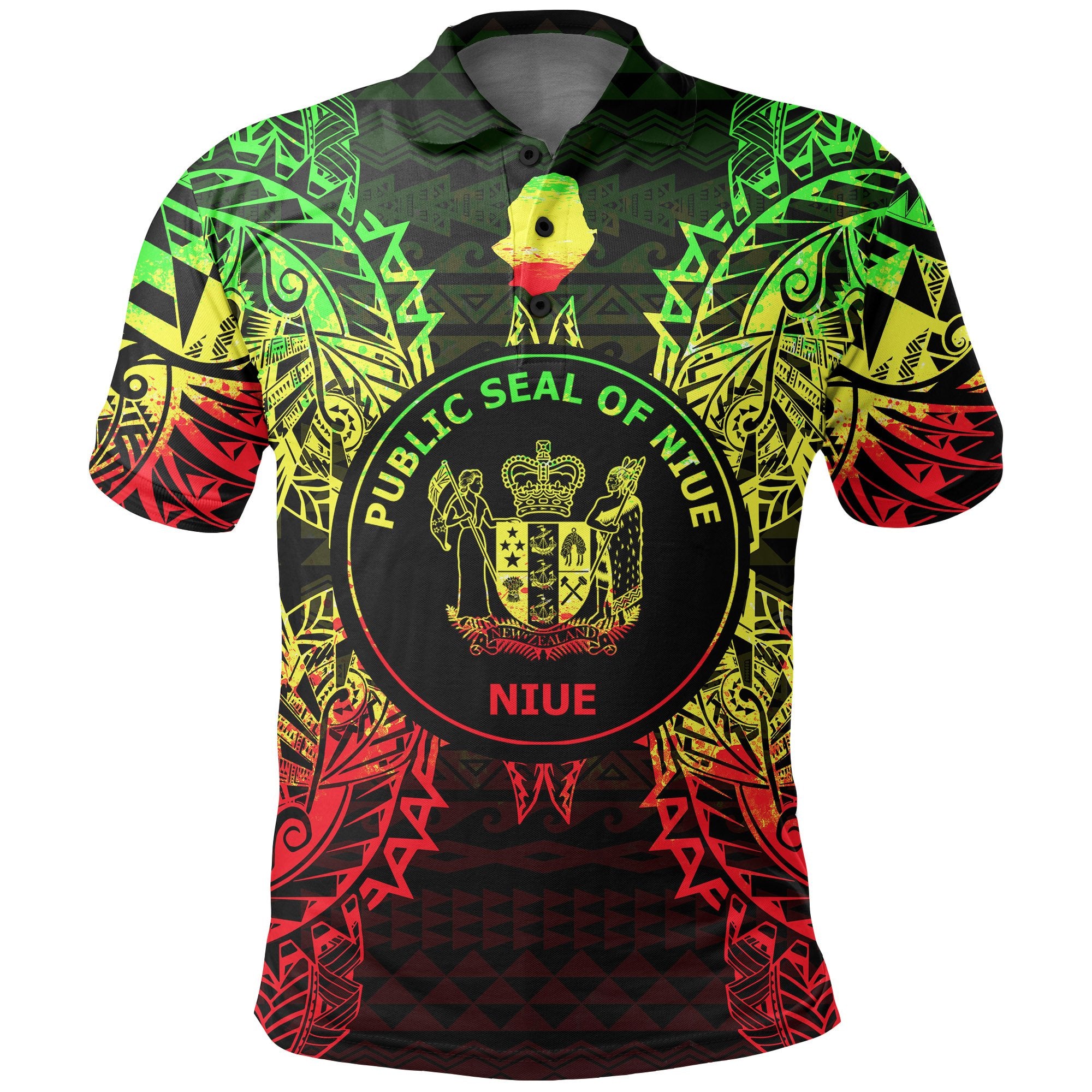 Niue Polo Shirt Seal Map Polynesian Tattoo Reggae Unisex Reggae - Polynesian Pride