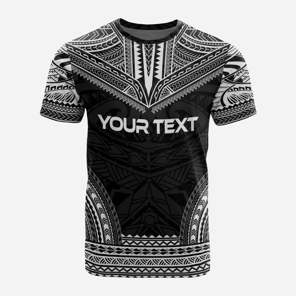 Niue Custom T Shirt Niue Seal Polynesian Chief Tattoo Black Version - Polynesian Pride