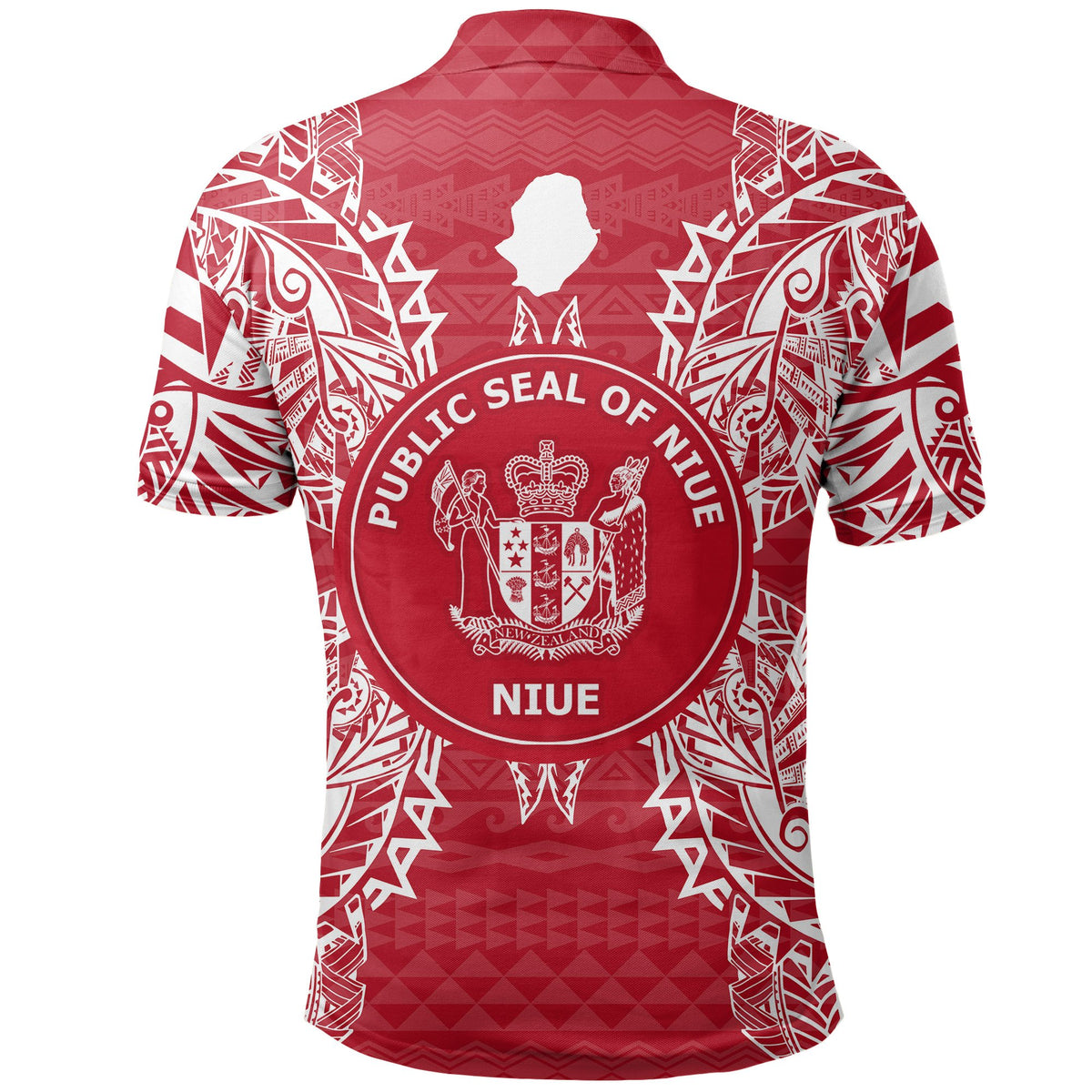 Niue Polo Shirt Seal Map Polynesian Tattoo Red White - Polynesian Pride