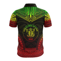 Niue Custom Polo Shirt Seal Polynesian Chief Tattoo Reggae Version - Polynesian Pride
