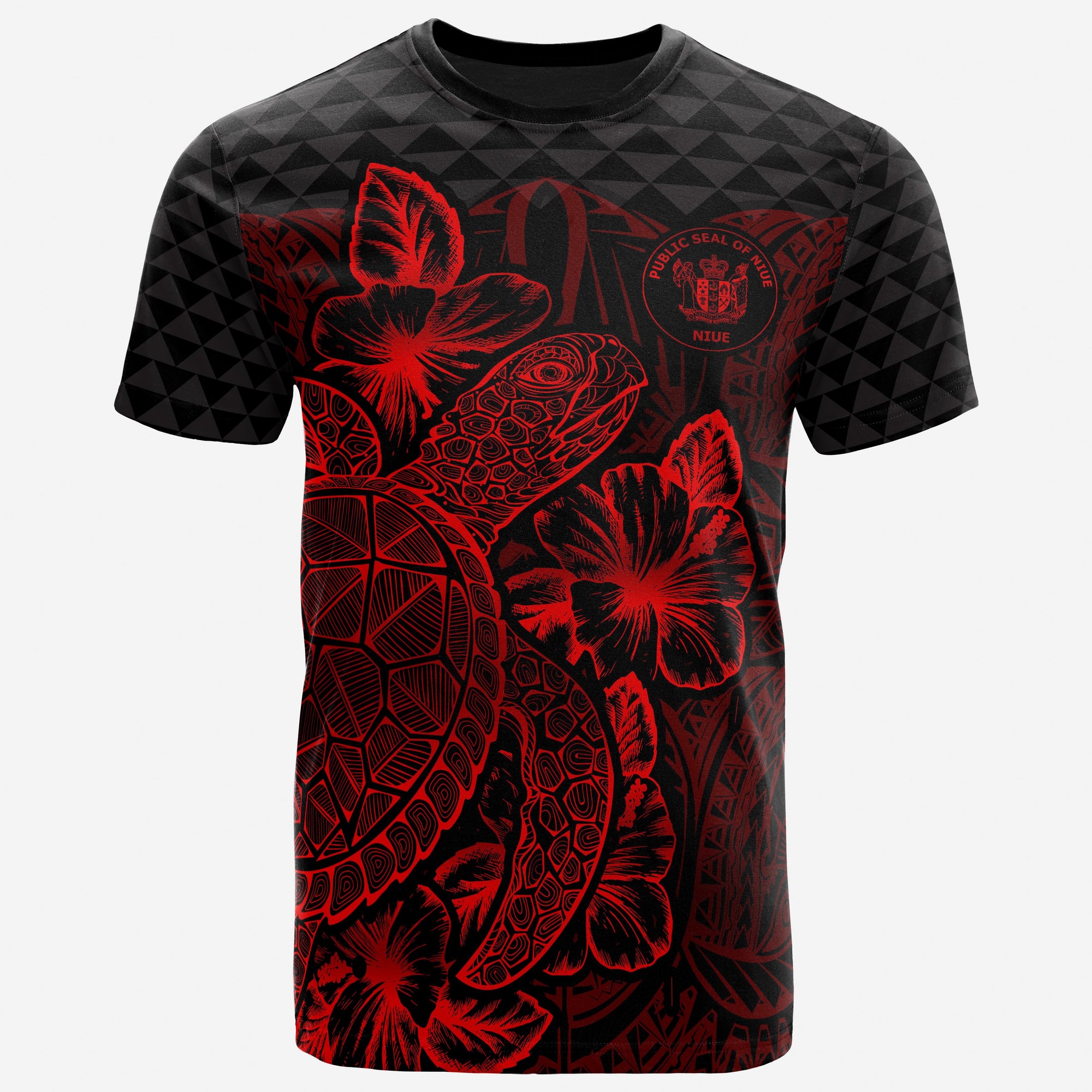 Niue T Shirt Niue Seal Turtle Hibiscus Red Unisex Red - Polynesian Pride