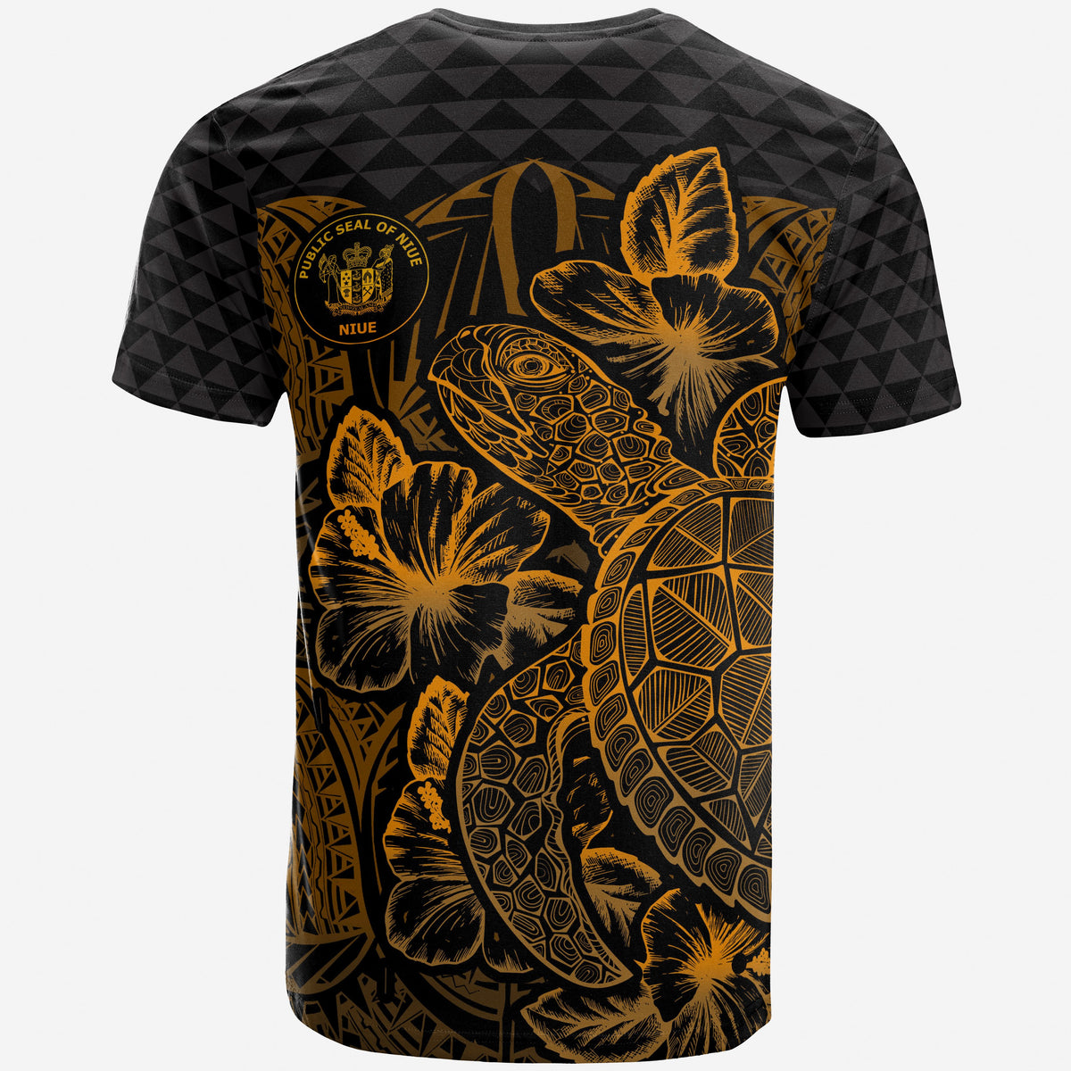 Niue T Shirt Niue Seal Turtle Hibiscus Gold - Polynesian Pride