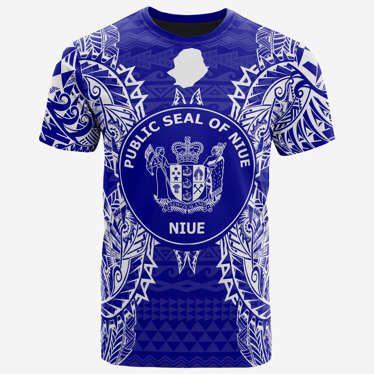 Niue All T Shirt Niue Seal Map Polynesian Tattoo Blue Unisex Blue - Polynesian Pride