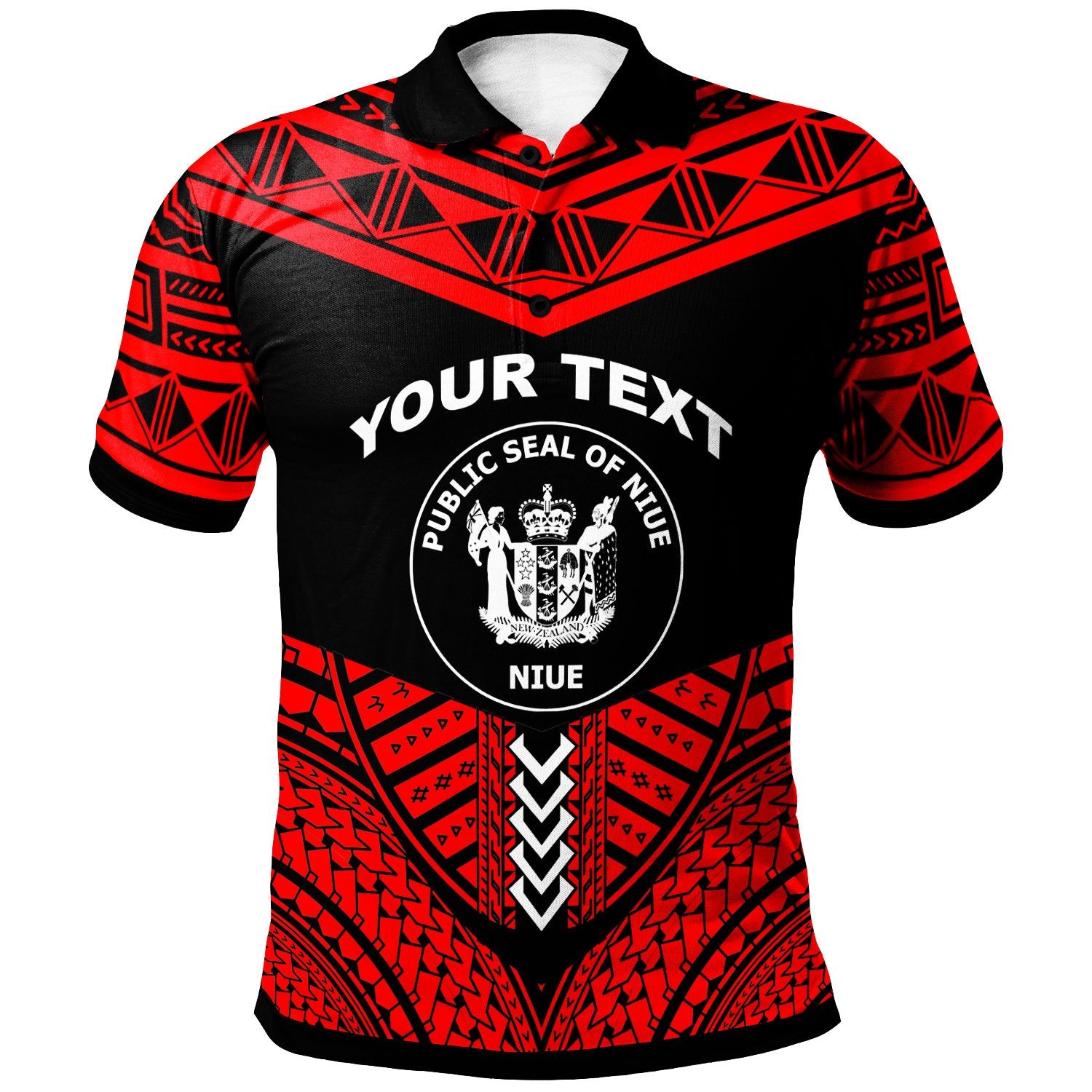 Niue Custom Polo Shirt Tribal Pattern Cool Style Red Color Unisex Red - Polynesian Pride