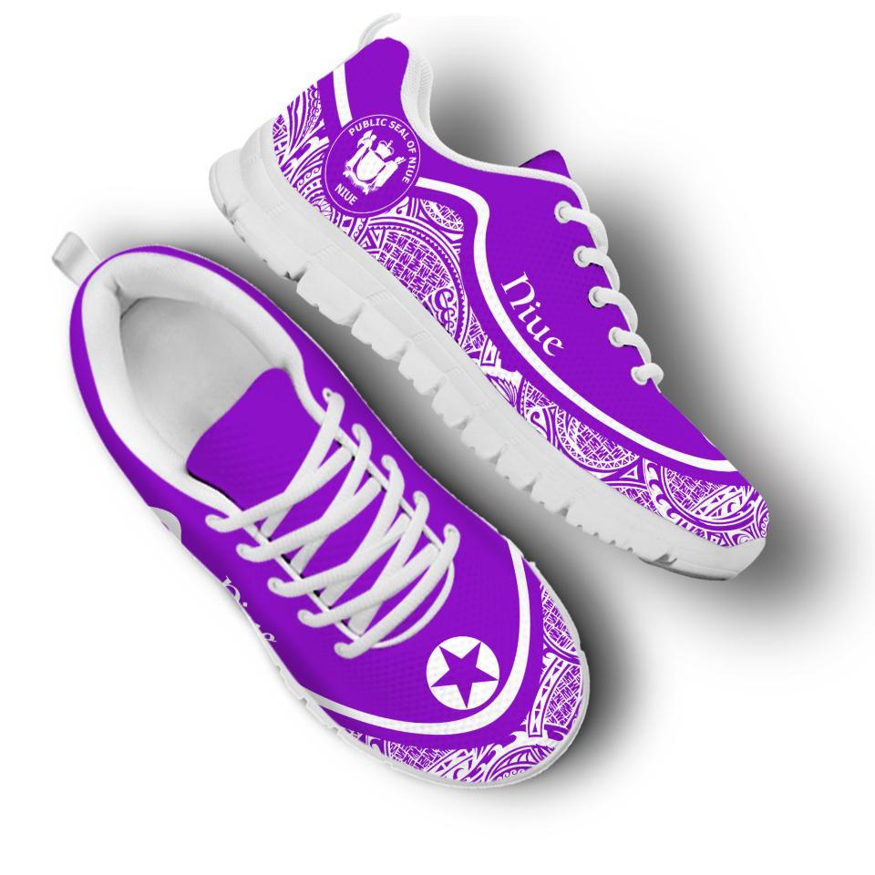 Niue Wave Sneakers - Polynesian Pattern White Purple Color - Polynesian Pride