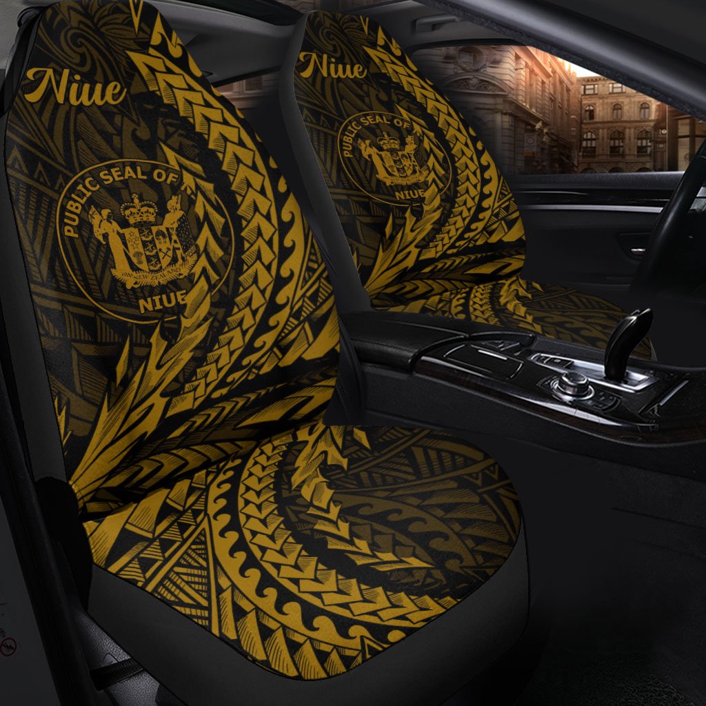 Niue Car Seat Cover - Wings Style Universal Fit Black - Polynesian Pride