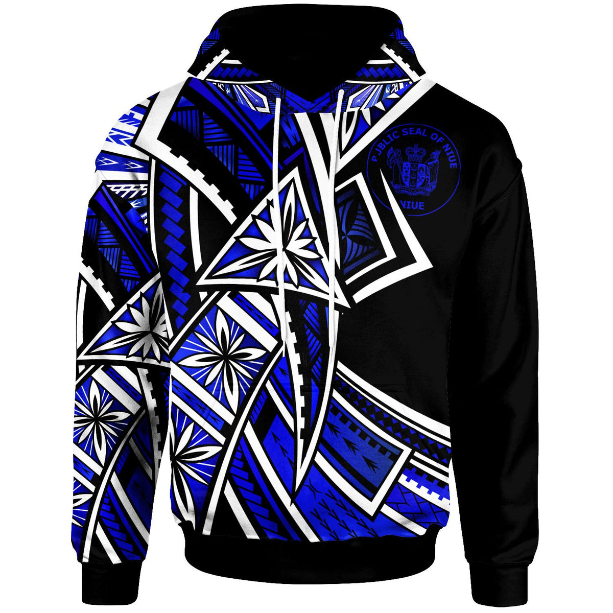 Niue Hoodie Tribal Flower Special Pattern Blue Color Unisex Blue - Polynesian Pride