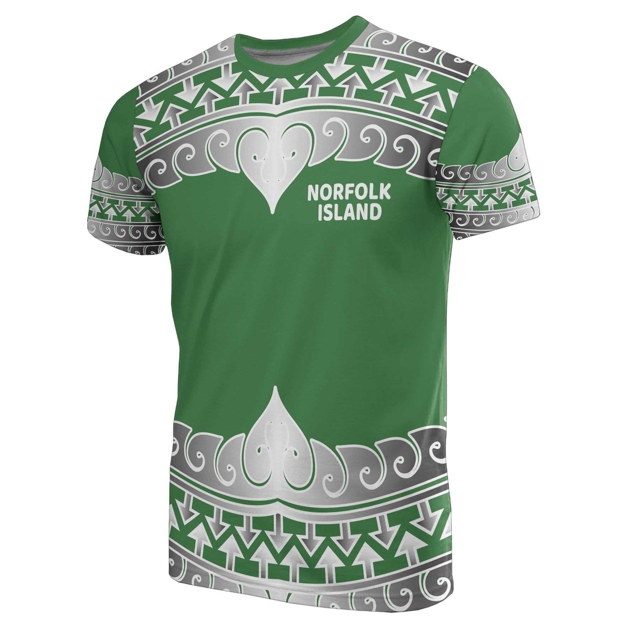 Norfolk Island All Over T Shirt Norfolk Island Wave Style Unisex Green - Polynesian Pride