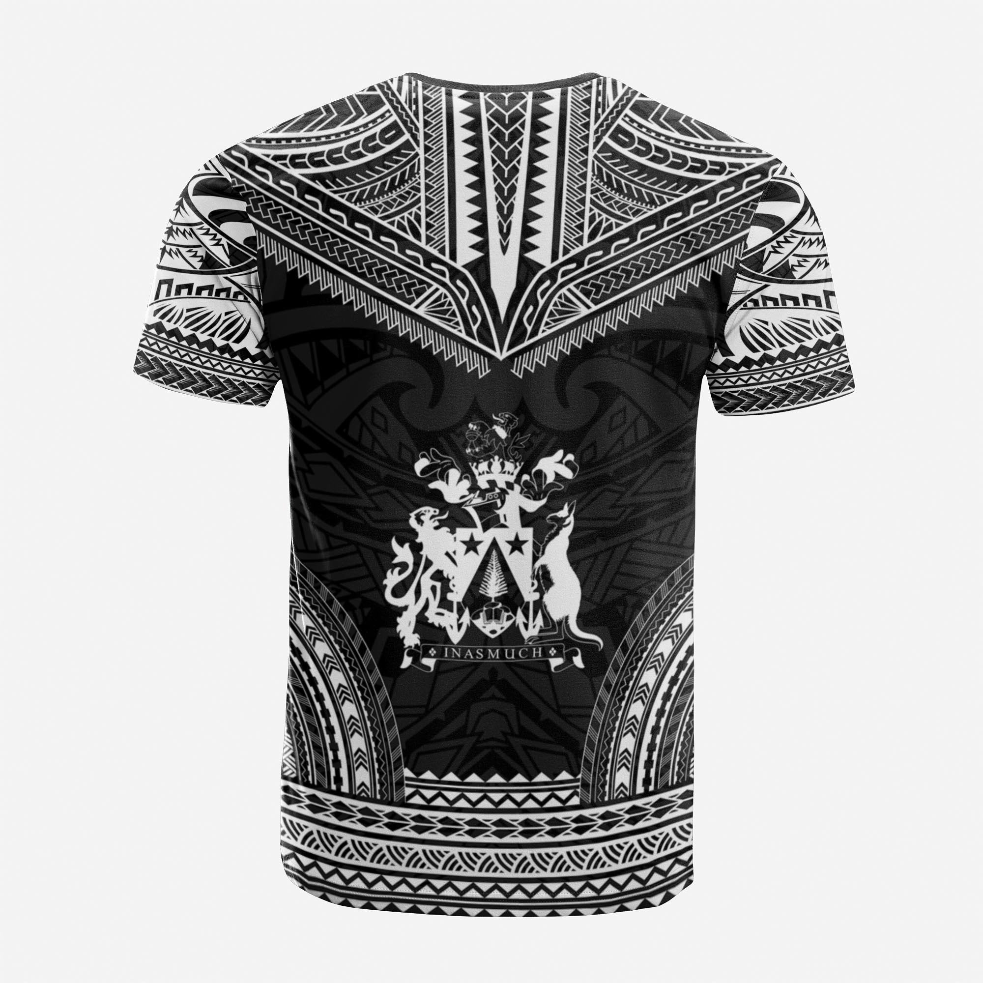 Norfolk Island Custom T Shirt Norfolk Island Coat Of Arms Polynesian Chief Tattoo Black Version Unisex Black - Polynesian Pride