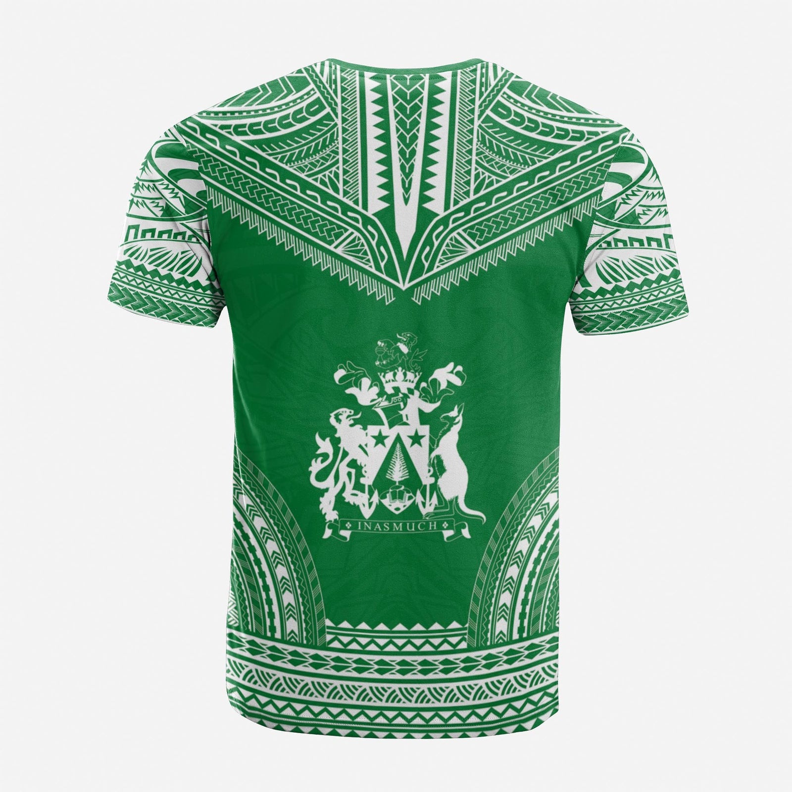 Norfolk Island Custom T Shirt Norfolk Island Coat Of Arms Polynesian Chief Tattoo Green Version Unisex Green - Polynesian Pride