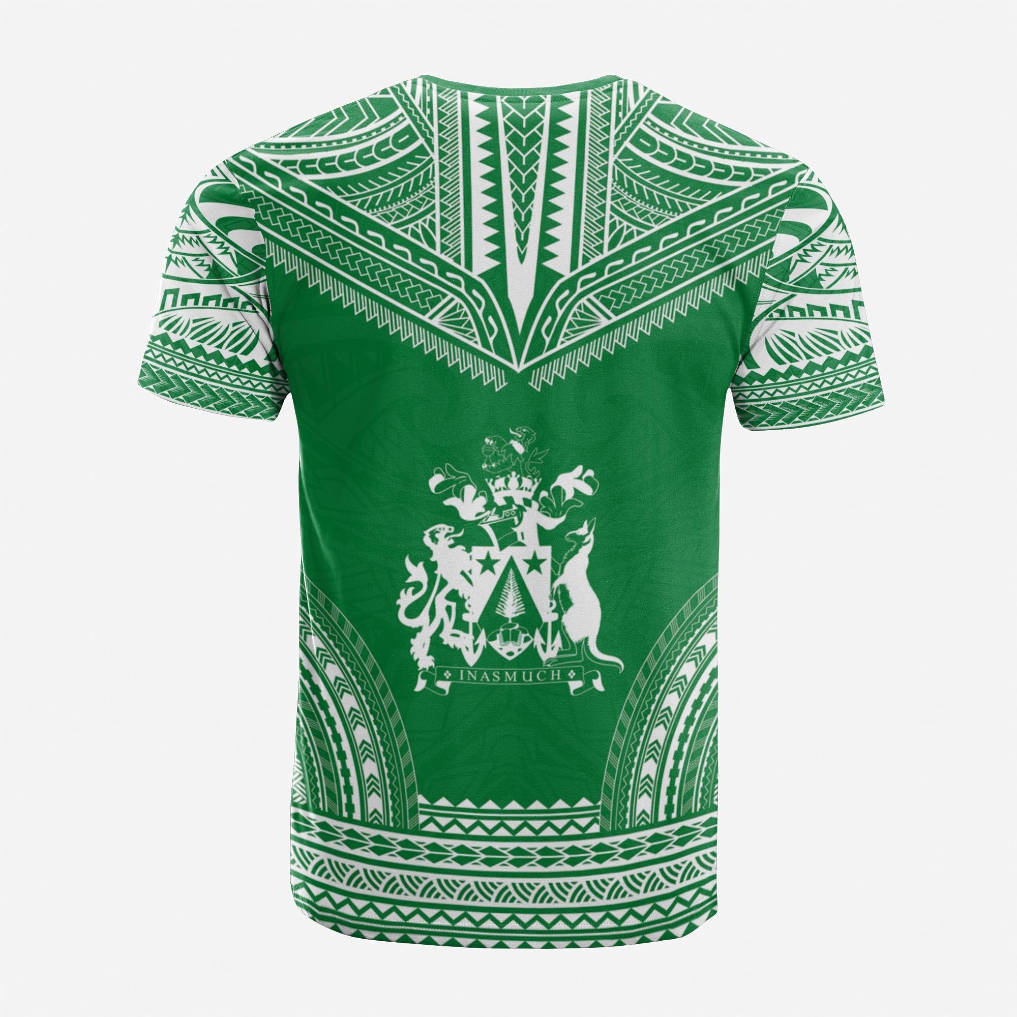 Norfolk Island Custom T Shirt Norfolk Island Coat Of Arms Polynesian Chief Tattoo Green Version Unisex Green - Polynesian Pride