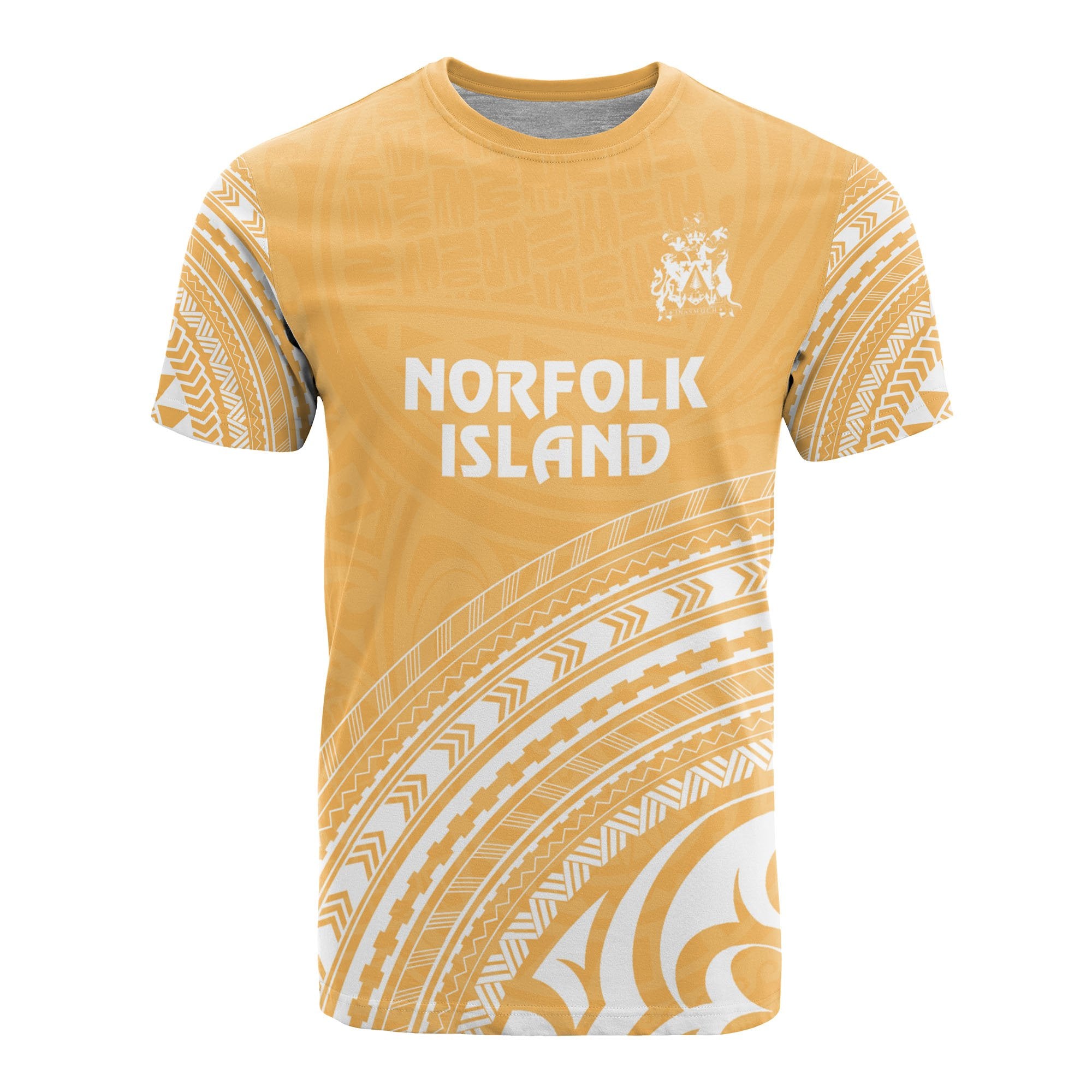 Norfolk Island All Over T Shirt Norfolk Island Coat Of Arms Polynesian Tribal Gold Version Unisex Yellow - Polynesian Pride