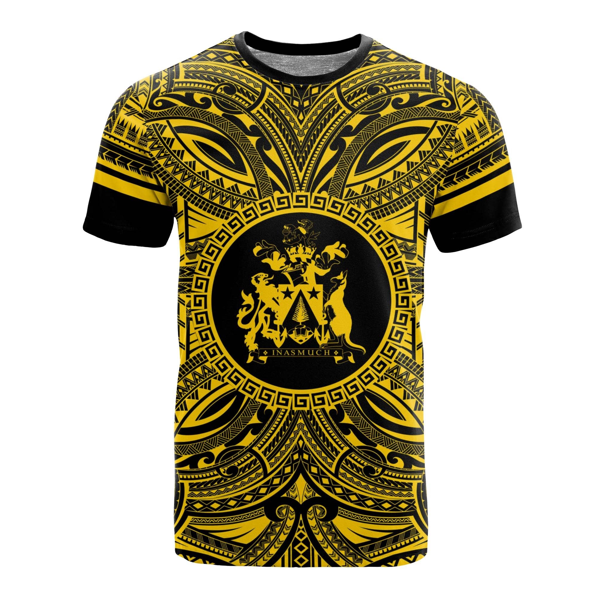 Norfolk Island All T Shirt Norfolk Island Coat Of Arms Polynesian Gold Black Unisex Gold - Polynesian Pride