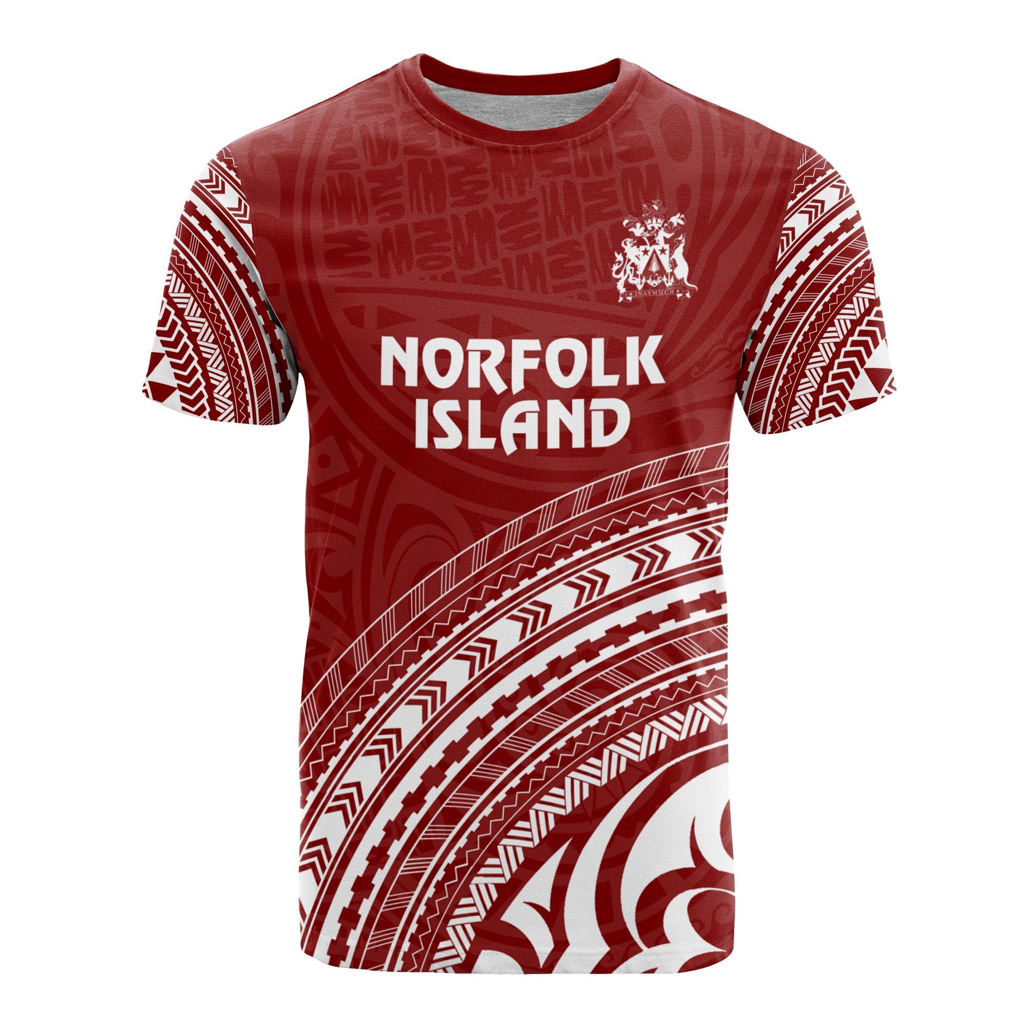 Norfolk Island All Over T Shirt Norfolk Island Coat Of Arms Polynesian Tribal Red Version Unisex Red - Polynesian Pride