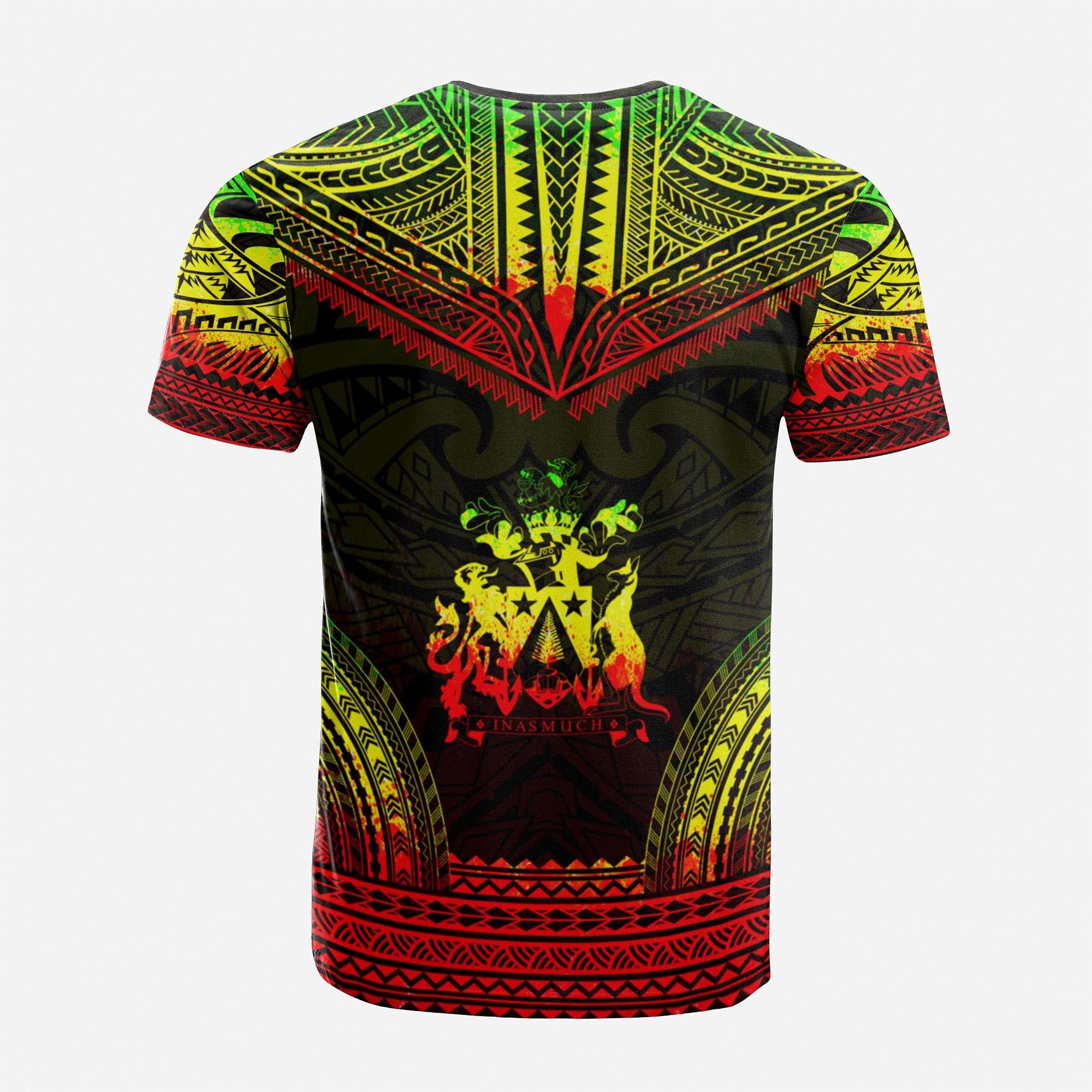 Norfolk Island Custom T Shirt Norfolk Island Coat Of Arms Polynesian Chief Tattoo Reggae Version Unisex Reggae - Polynesian Pride