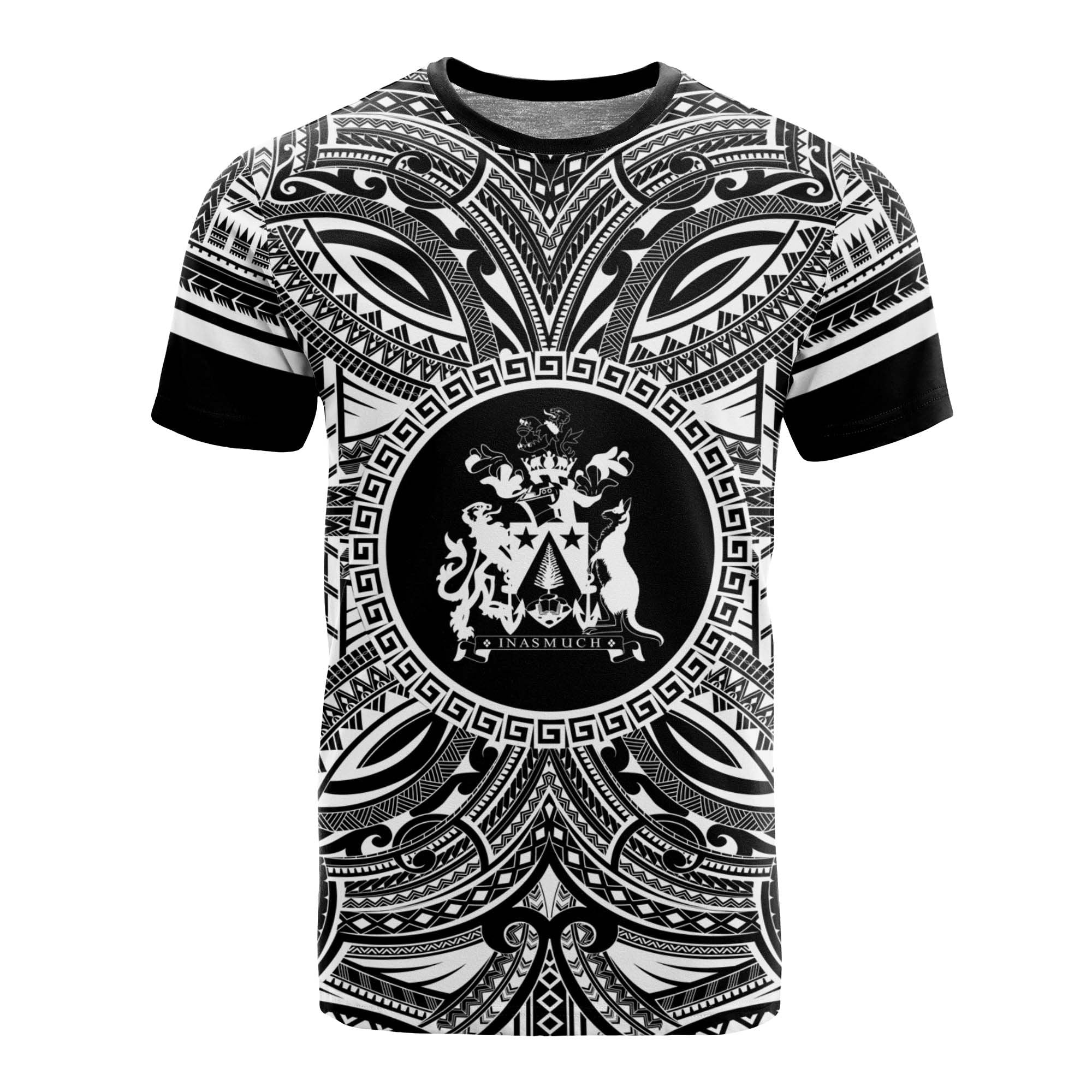 Norfolk Island All T Shirt Norfolk Island Coat Of Arms Polynesian White Black Unisex Black - Polynesian Pride