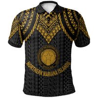 Northern Mariana Islands Polo Shirt Polynesian Armor Style Gold Unisex Gold - Polynesian Pride