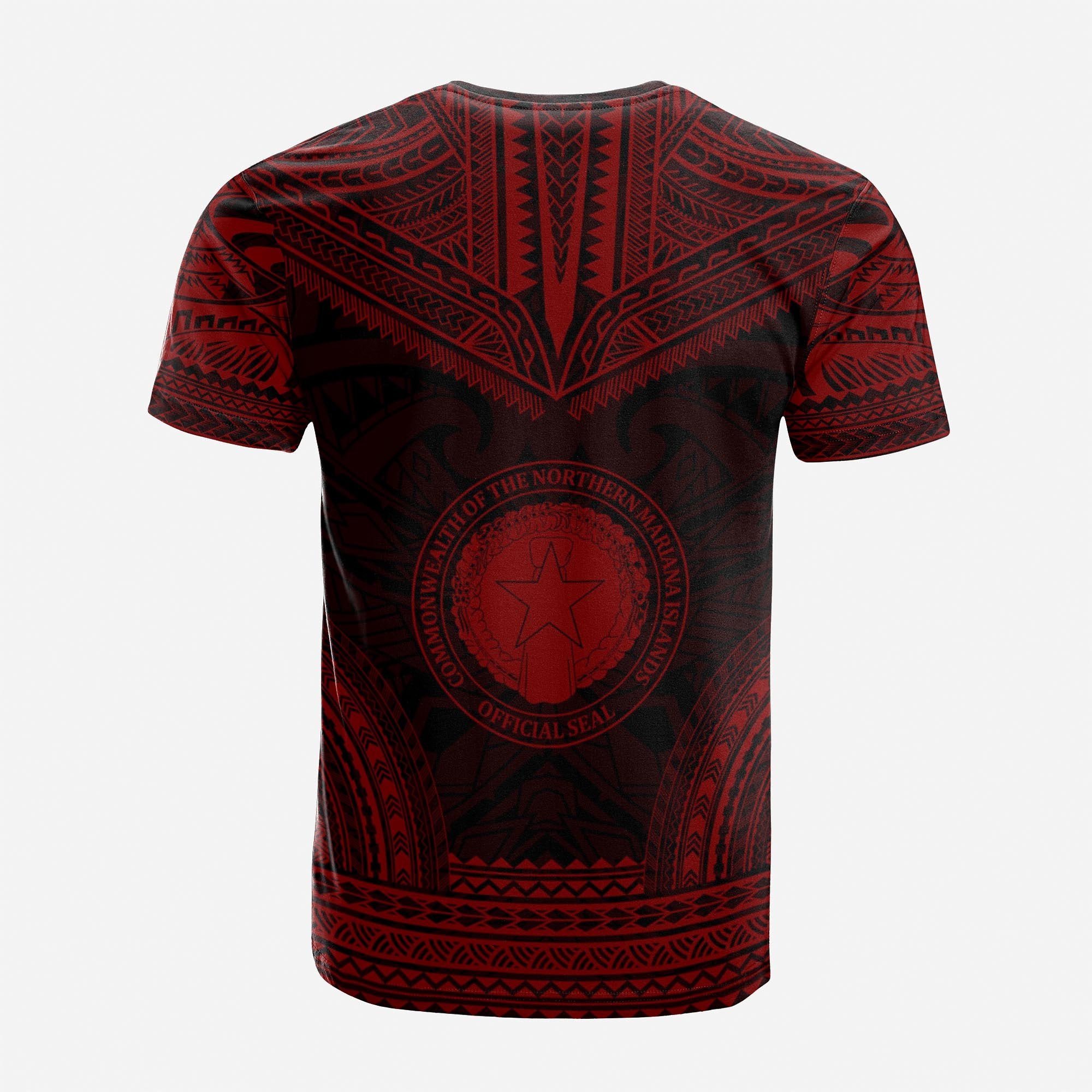 Northern Mariana Island Custom T Shirt Northern Mariana Island Seal Polynesian Chief Tattoo Red Version Unisex Red - Polynesian Pride