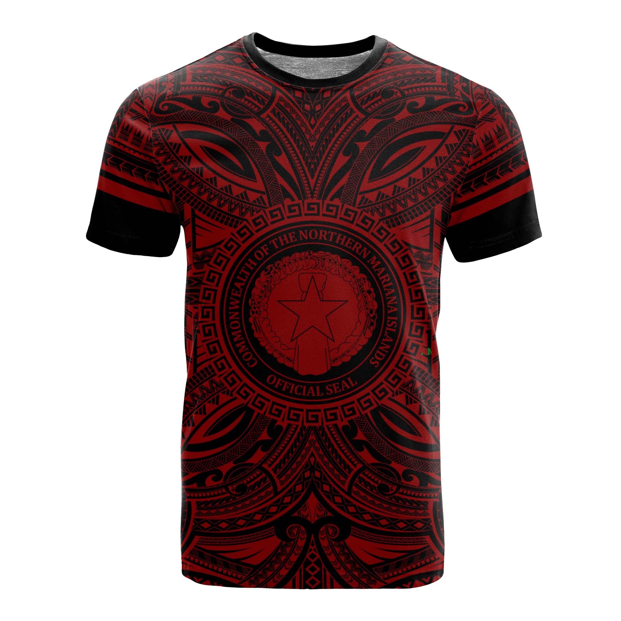 Northern Mariana Islands All T Shirt Northern Mariana Islands Coat Of Arms Polynesian Red Black Unisex Red - Polynesian Pride