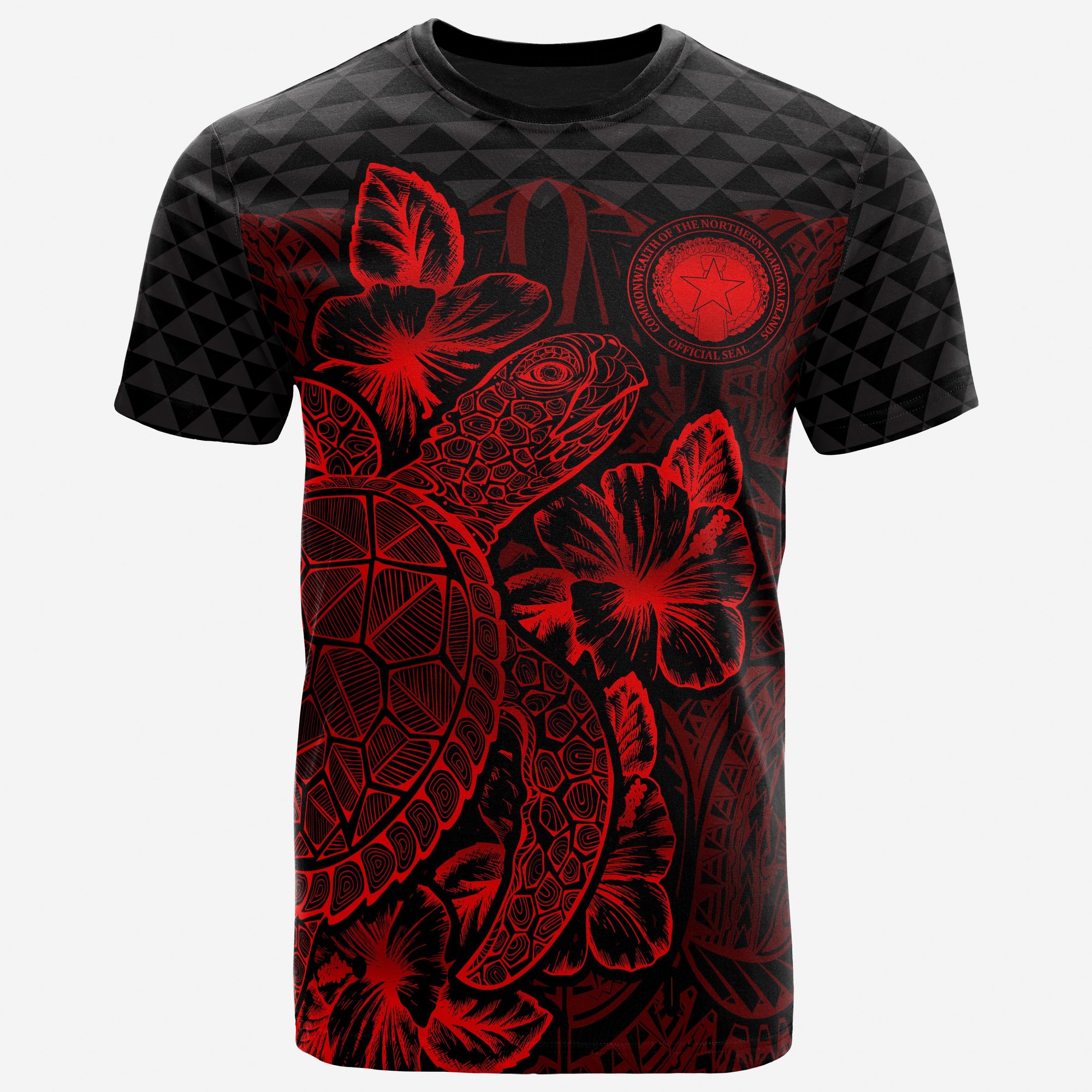 Northern Mariana Islands T Shirt Northern Mariana Islands Seal Turtle Hibiscus Red Unisex Red - Polynesian Pride