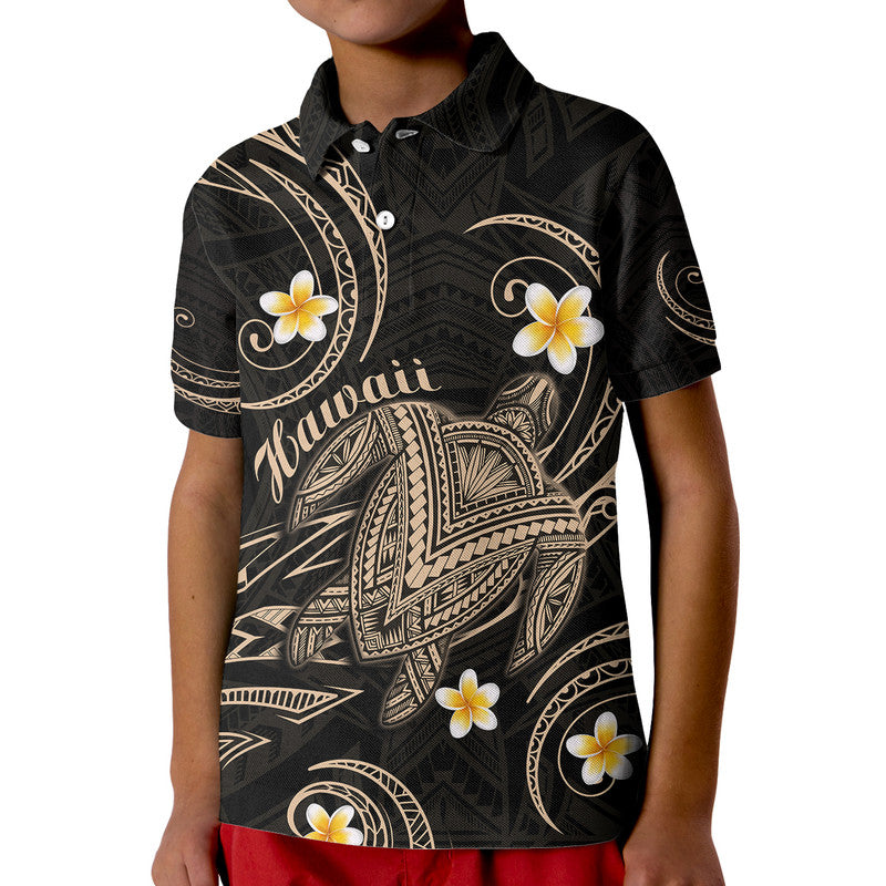 Hawaii Polo Shirt Hawaiian Turtle Plumeria Mixed Polynesian Nude Style LT9 Kid Nude - Polynesian Pride