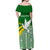 Tailevu Rugby Off Shoulder Long Dress Fiji Rugby Tapa Pattern Green LT13 - Polynesian Pride