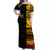 Marquesas Islands Tiki Off Shoulder Long Dress Gradient Marquesan Tattoo LT13 Long Dress Black - Polynesian Pride