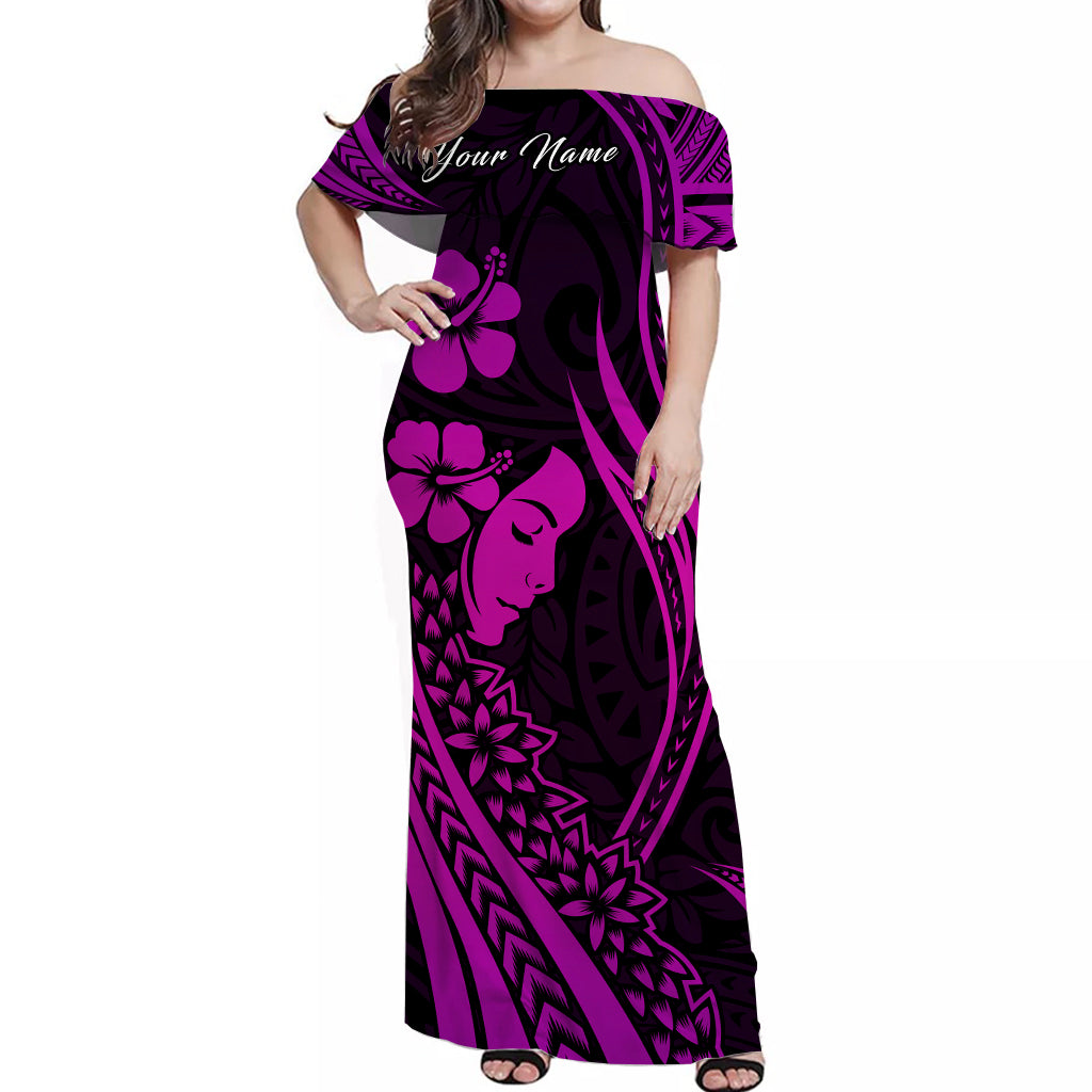 Custom Outfit For Couple Polynesian Valentine Couple Matching Dress and Hawaiian Shirt I LOVE YOU Hibiscus Style Purple LT13 - Polynesian Pride