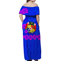 Tonga Rugby Off Shoulder Long Dress Kupesi Ngatu Ver.14 LT13 - Polynesian Pride