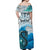 (Custom Personalised) Manaia Maori Off Shoulder Long Dress Fern Aotearoa Blue Waves LT13 - Polynesian Pride