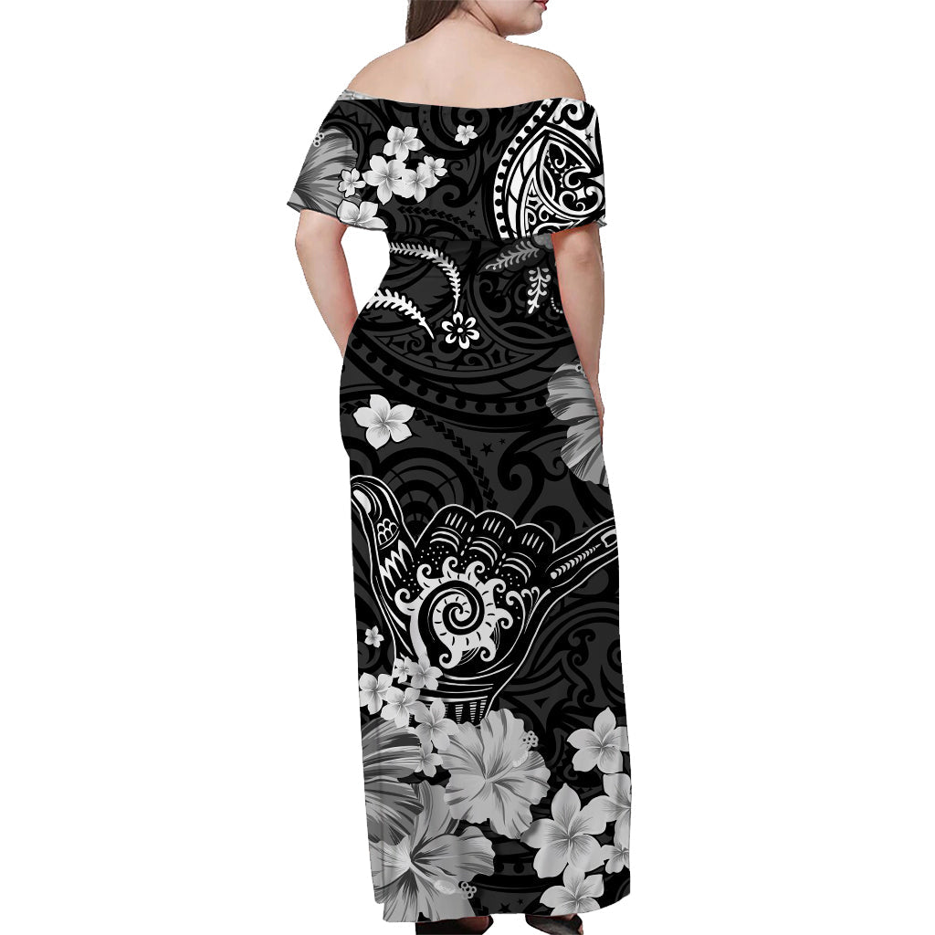 Hawaii Matching Polynesia Black Cool Shaka Sign Dress and Hawaiian ShirtLT13 - Polynesian Pride