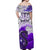 (Custom Personalised) Manaia Maori Off Shoulder Long Dress Fern Aotearoa Purple Waves LT13 - Polynesian Pride