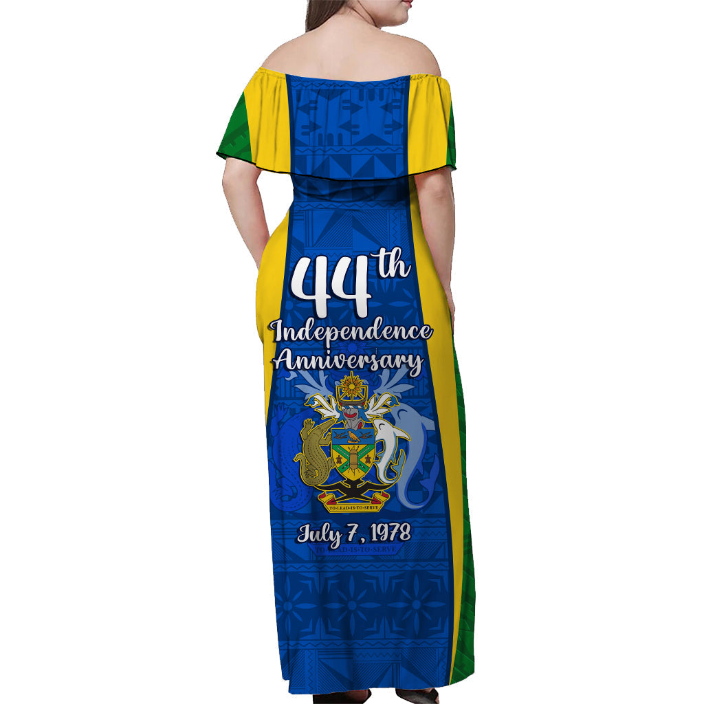 (Custom Personalised) Solomon Islands Day Off Shoulder Long Dress 44 Years Independence Anniversary LT13 - Polynesian Pride