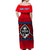 (Custom Personalised) Guam Chamorro Off Shoulder Long Dress Latte Stone Red Polynesian Haligi LT13 - Polynesian Pride