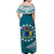 Cook Islands Tatau Off Shoulder Long Dress Symbolize Passion Stars Version Blue LT13 - Polynesian Pride