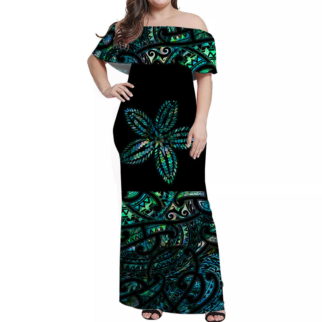 New Zealand Off Shoulder Long Dress Tribal Elegance - Polynesian Pride New Zealand Off Shoulder Long Dress Tribal Elegance - Polynesian Pride