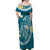 Cook Islands Tatau Off Shoulder Long Dress Symbolize Passion Stars Polynesian Turtle Blue LT13 - Polynesian Pride