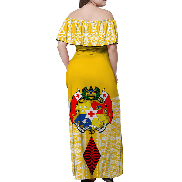 Custom Tonga Rugby Off Shoulder Maxi Dress Proud Tongan Ngatu Kupesi World Cup 2023 No2 LT9 main image 1