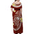 Cook Islands Tatau Off Shoulder Long Dress Symbolize Passion Stars Polynesian Turtle Red LT13 - Polynesian Pride