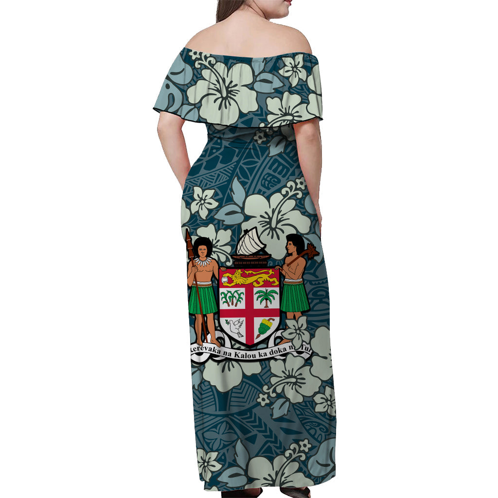 Fiji Tie Dye Off Shoulder Long Dress Polynesian Special Tribal Creative Tropical Flowers Ver.02 LT13 - Polynesian Pride