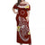 Cook Islands Tatau Off Shoulder Long Dress Symbolize Passion Stars Polynesian Turtle Red LT13 Women Red - Polynesian Pride