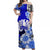 (Custom Personalised) Tahiti Islands Off Shoulder Long Dress Polynesian Shark Mix Tropical Flowers Blue Style LT14 Women Blue - Polynesian Pride