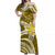 (Custom Personalised) Hawaii Flowers Wave Off Shoulder Long Dress Kanaka Maoli Gold Polynesian LT13 Women Gold - Polynesian Pride